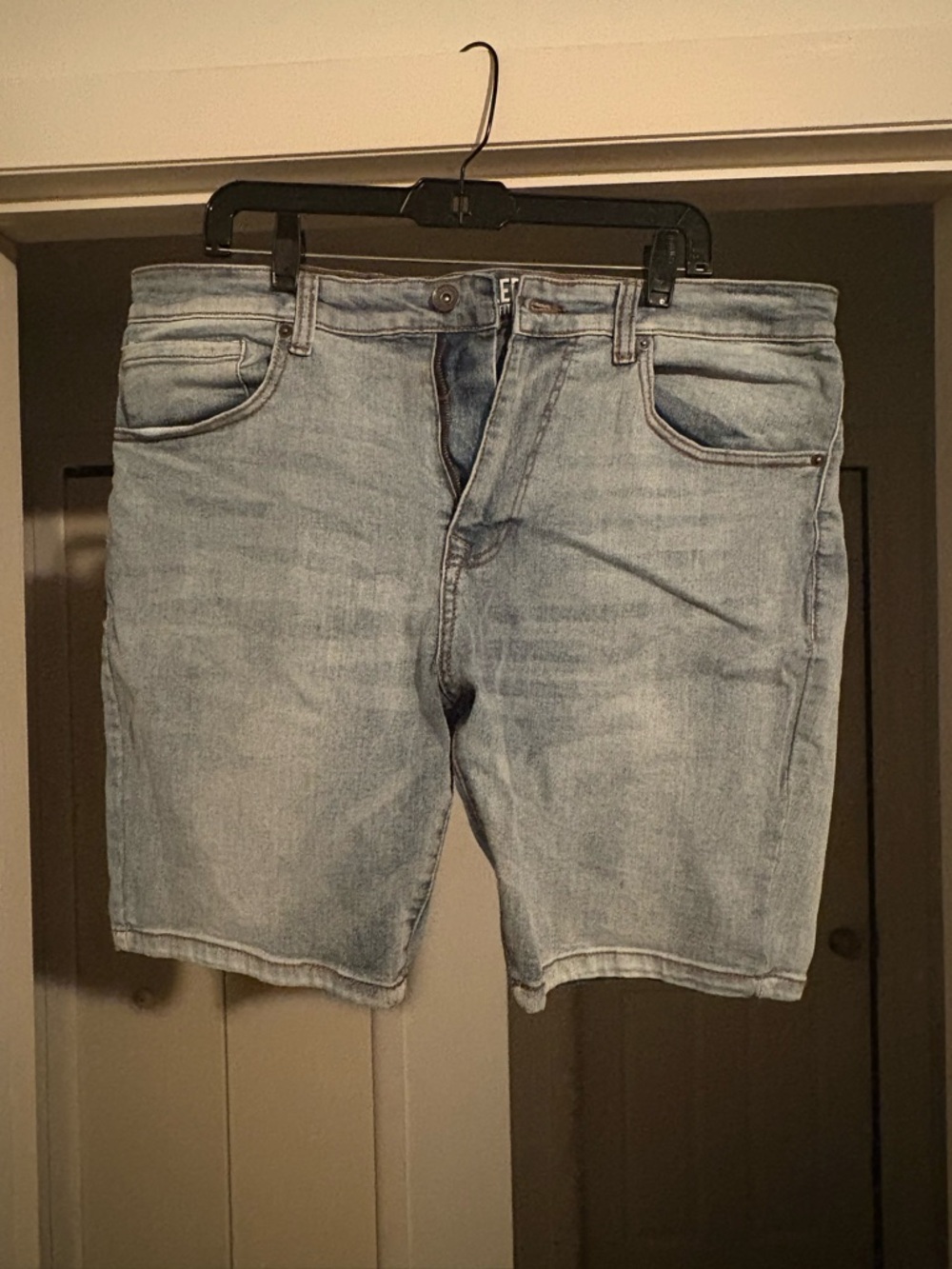 Men's Washed Light Blue Denim Jean Shorts